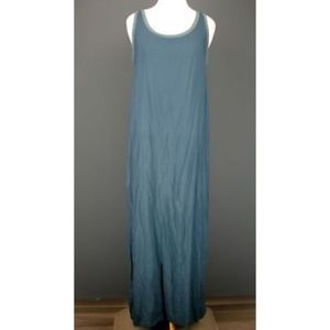 VELVET BRAND Dress L Blue Rayon w/Knit Accent Maxi